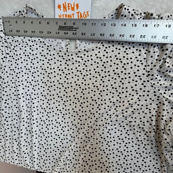 Adrianna Papell Womens White Black Heart Print 3/4 Sleeve Blouse Top 2X NWOT - Picture 6 of 8